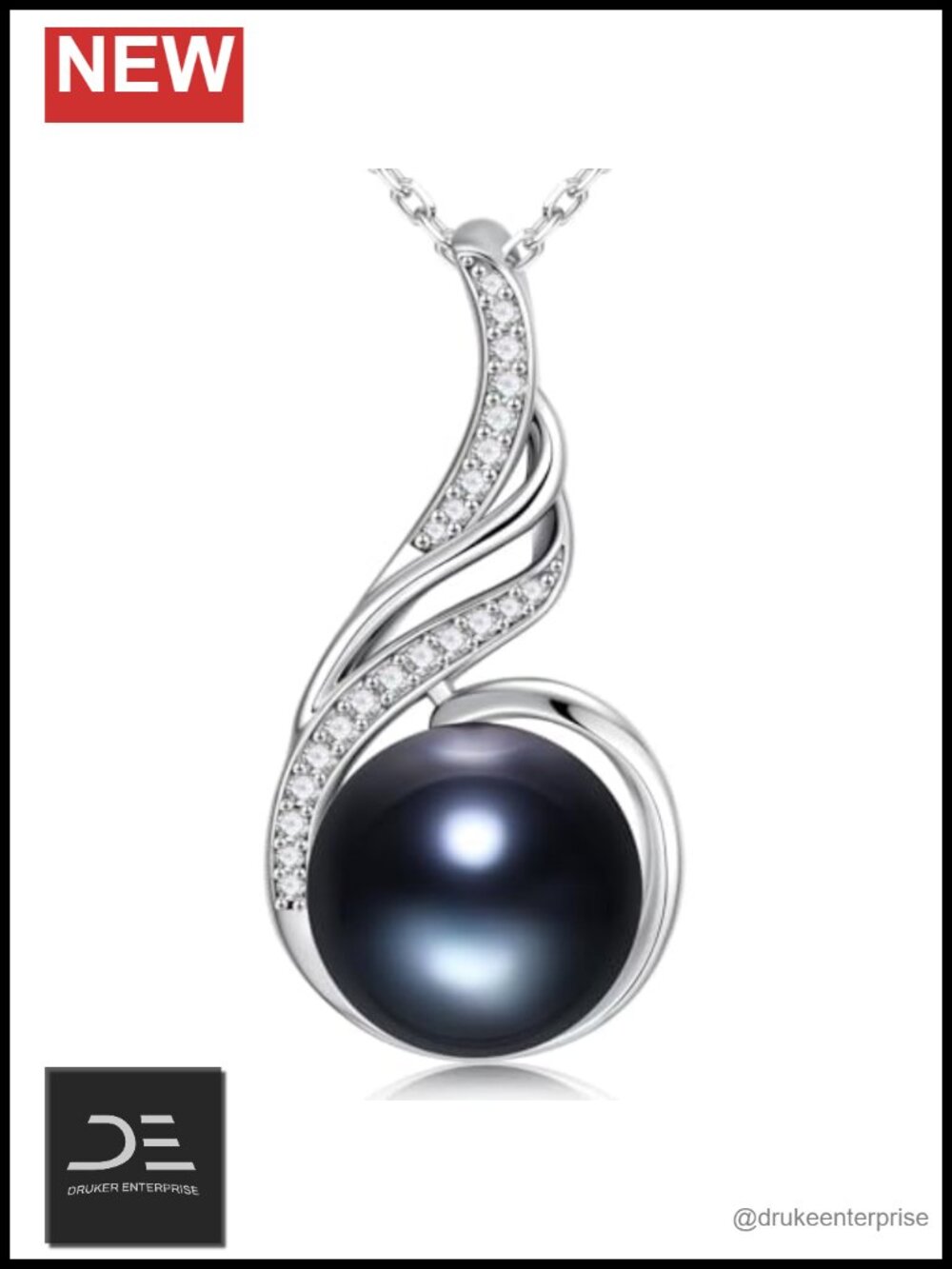 Women's Pearl Necklace, Sterling Silver, 10-11mm, Adjustable, Pendant